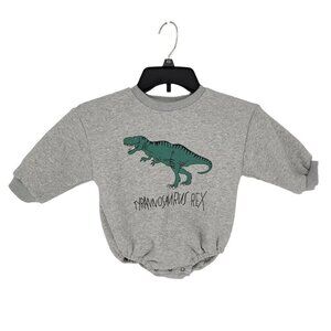 Jessyca Kids size 80 US 1 2 Snap fleece lined long sleeve sweatshirt romper Dino